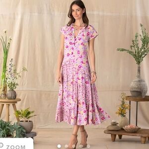Sundance Boho Floral pink floral maxi dress size L